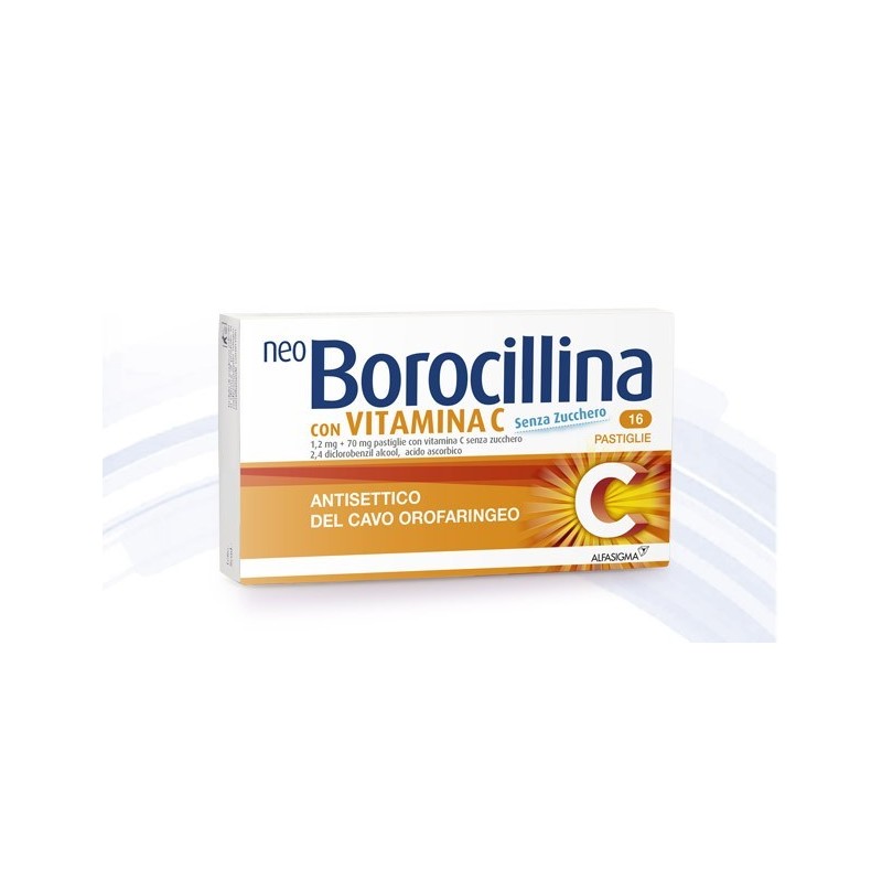 Alfasigma Neo Borocillina 1,2 Mg + 70 Mg Pastiglie Con Vitamina C Senza Zucchero 2,4 Diclorobenzil Alcool, Acido Ascorbico