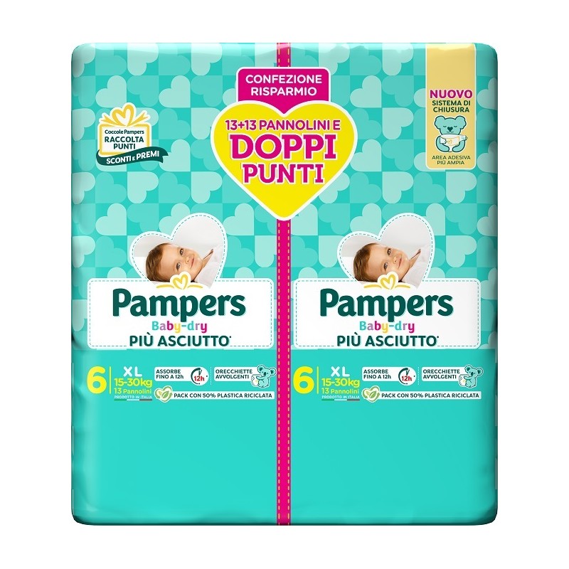 Fater Pampers Baby Dry Pannolino Duo Downcount Xl 26 Pezzi