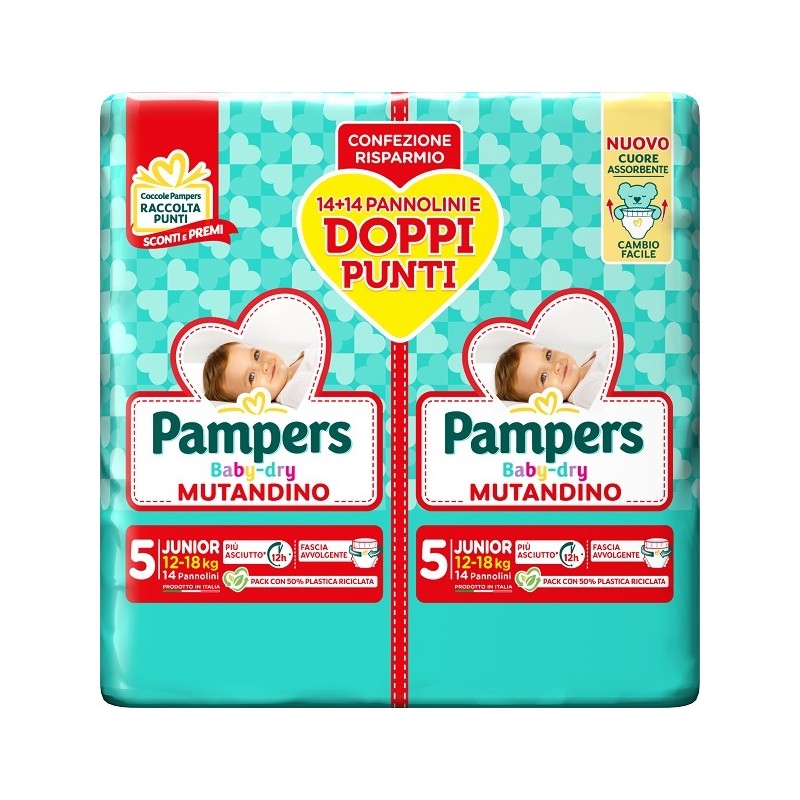 Fater Pampers Baby Dry Pannolino Mutandina Junior Duo Downcount 28 Pezzi