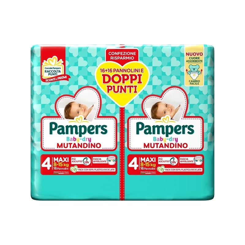 Fater Pampers Baby Dry Pannolino Mutandina Maxi Duo Downcount 32 Pezzi