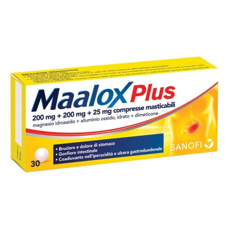 Maalox Plus 200 Mg + 200 Mg + 25 Mg Compresse Masticabili