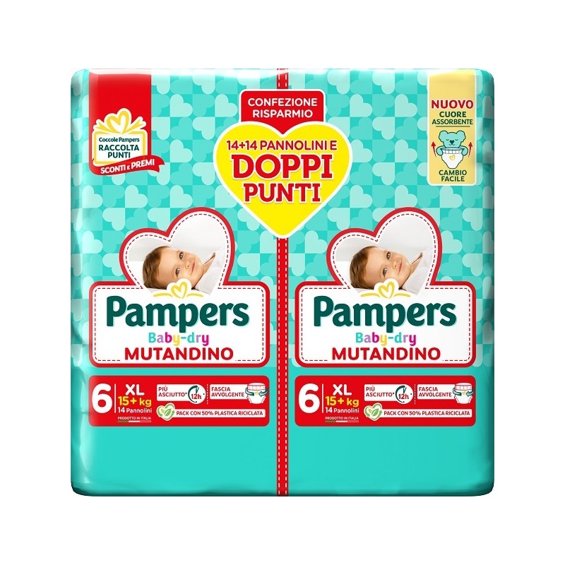 Fater Pampers Baby Dry Pannolino Mutandina Xl Duo Downcount 28 Pezzi