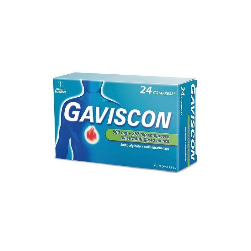 Reckitt Benckiser H. Gaviscon 500 Mg + 267 Mg Compresse Masticabili Gusto Menta Sodio Alginato + Sodio Bicarbonato